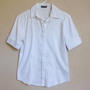 SM Woman Career White Button Down Short Sleeves Shirt